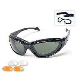 Body Specs Sunglasses or Goggles BSG-3 Shiny Black Frame Plus 3 Lens Set