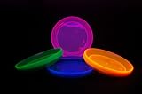 40 Count Neon Brights Blacklight Reactive Heavyweight Reusable 6 Inch Plastic Party Plates