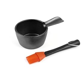 Buy Charcoal Companion CC5099 Cast Iron Sauce Pan with Silicone Head Basting Brush by Charcoal Companion