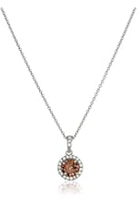 Sterling Silver Round Halo Pendant Necklace, 18"