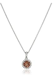 Sterling Silver Round Halo Pendant Necklace, 18"