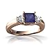 14k Rose Gold Square Genuine Sapphire Ring Size