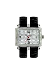 Aqua Master Mens or Womens Double Band Diamond Watch, 1.00 ctw in Silver diamond cut Dial