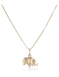 14k Yellow Gold Elephant Pendant Necklace, 16"