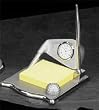 Executive Desk Accessories Golf Club Post it Holder w/ Clock and Pen Silver Plated