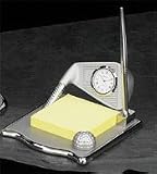 Executive Desk Accessories Golf Club Post it Holder w/ Clock and Pen Silver Plated
