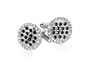 Round CZ Cubic Zirconia Silver Cufflinks with Black Crystals with Gift Box
