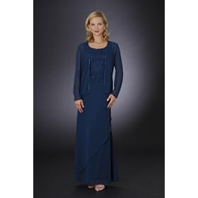Midnight Blue Formal Evening Dress with Jacket - Mother of Bride & Groom, Wedding, Party, MOB Gown by Sean Collection (7279)