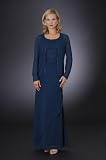 Midnight Blue Formal Evening Dress with Jacket - Mother of Bride & Groom, Wedding, Party, MOB Gown by Sean Collection (7279)