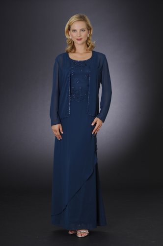 Midnight Blue Formal Evening Dress with Jacket - Mother of Bride & Groom, Wedding, Party, MOB Gown by Sean Collection (7279) Dresses for Mother of The Bride