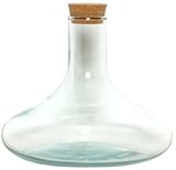Spanish Recycled Glass Flat Decanter with Cork 7.25"H