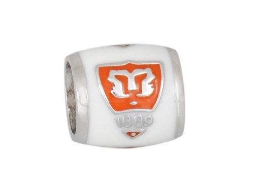 CLEMSON School Crest Tiger Shield on White Sterling Silver European College Charm Bead
