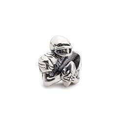 Novobeads Football Sterling Silver Charm Bead - Fits all major bead bracelets