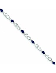 Genuine 14K White Gold White Gold With Diamond And Sapphire Gemstone Bracelet 3 Grams Of Gold 100% Satisfaction Guaranteed.