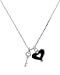 Small Clear AB Swarovski Crystals Oval Key and Black Heart Charm Necklace