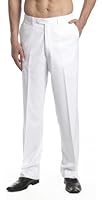 CONCITOR Men's Dress Pants Trousers Flat Front Slacks WHITE