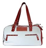 Small Silver/Black Day Glo/Vachetta Designer Pet Carrier