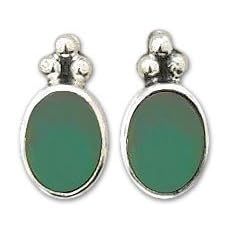 Chrysoprase earrings, 'Peace and Wisdom' 1" W by 
