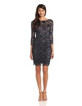 Hot Sale Eliza J Women's 3/4 Sleeve Surplus Lace Dress, Navy, 8