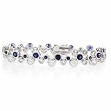Sterling Silver Designer Blue cz and Simulated Diamond CZ Bubble Bracelet