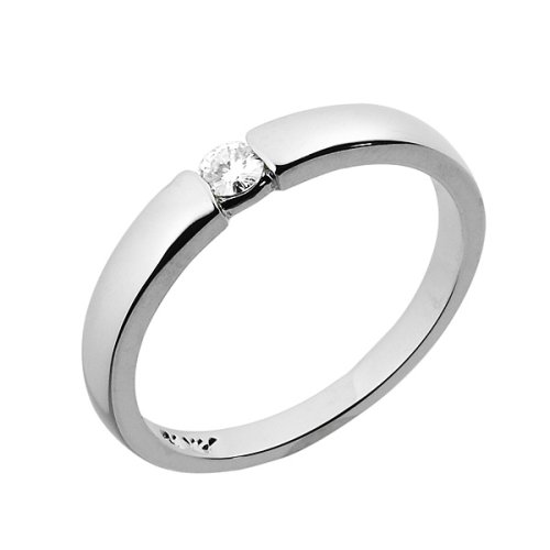 14K White Gold Moissanite Tension-Set Ring - 7