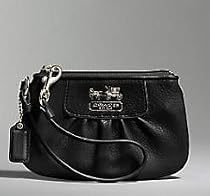 AUTHENTIC COACH MADISON SMALL LEATHER WRISTLET 41977 (Black/Silver)