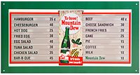 Mountain Dew Menu Board Metal Sign
