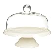 Kitchen Craft Classic Collection Ceramic Round Cake Stand with Glass Dome, 29 cm