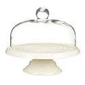 Kitchen Craft Classic Collection Ceramic Round Cake Stand with Glass Dome, 29 cm