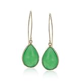 Green Jade Drop Earrings In 14kt Yellow Gold