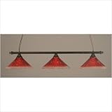 Billiard 3 Light Square Bar Pendant with Raspberry Crystal Glass Shade Finish: Black Copper
