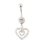 Dangling Heart Belly Ring with Stones $6.49