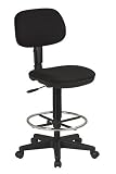 Office Star Work Smart DC517 Black Fabric Bar Counter Drafting Stools With Adjustable Height Footring