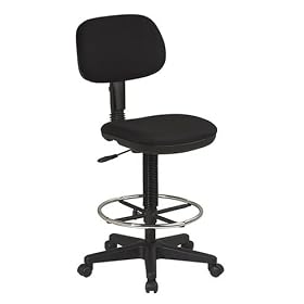Office Star Work Smart DC517 Black Fabric Bar Counter Drafting Stools With Adjustable Height Footring