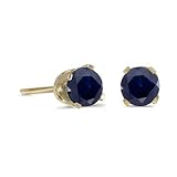 4mm Round Sapphire Stud Earrings set in 14 Karat Gold