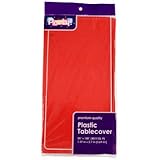 Pack of 4: RED Plastic Tablecloth Rectangular 54 x 108 Inches