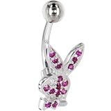 Playboy Bunny Purple JEWELED RABBIT with Crystalline GEM EYE Belly Ring - B0002UPI6E