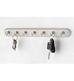 Seven Hook Key Rack- White with Chrome Hooks
