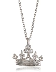 KC Designs "Trinkets" Diamond 14k White Gold Crown Pendant Necklace, 16"