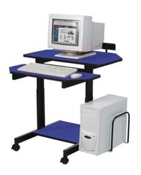 Computer Desks - Balt 44862 Clustable Clustered Classroom Workstation - Blue - Both Surfaces Adjustable