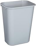 Rubbermaid Soft Molded Plastic Wastebasket, Rectangular, 10.25 gallons, Gray