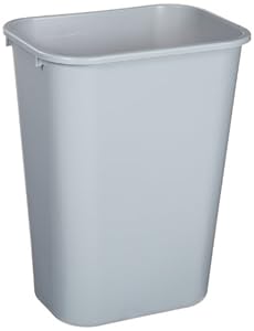 Rubbermaid Soft Molded Plastic Wastebasket, Rectangular, 10.25 gallons, Gray