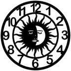 Giant 47.5 Inch Diameter Hand-crafted Tower Wall Clock (Arabic Numerals, Sun-Moon Style)