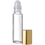 Roll on Refillable Perfume Bottle with Gold Cap Purse or Travel Size 1/3 oz. 10ml. INCLUDES 1 FREE 5ml. DROPPER FOR EASY FILLING