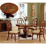 5pc Distress Brown Wood Finish Dining Table and Chairs Set by visiondecor Furniture