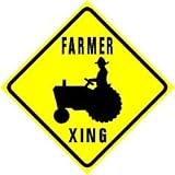 FARMER CROSSING sign * street tractor caution