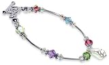 Sterling Silver Tear Drop Multicolor Swarovski Crystal 7.5" Bracelet With Toggle Clasp