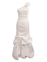 Mermaid One Shoulder Taffeta Tiered Floral Print Bubble Dress Natural   Waistline Prom Dress 