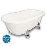 American Bath Factory B1-3700-BB-DM3-M2-15-CH-C1-CD Madeline Double Ended Clawfoot Bathtub in Bisque