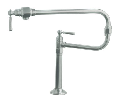 KOHLER K-7323-4-BS HiRise Deck-Mount Kitchen Pot Filler, Brushed Stainless